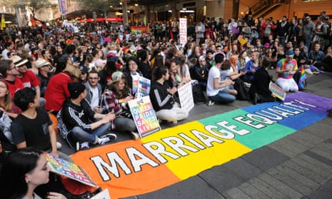 Marriage equality supporters rally in Sydney.