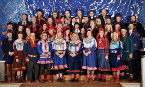 Representatives of the Sami Parliament in Norway for the period 2013-2017. President Vibeke Larsen stands in the center of the front row.