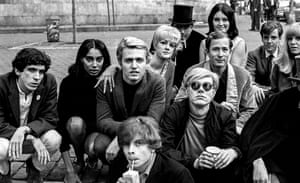 Andy Warhol with Group at Bus Stop, New York City, 1966
