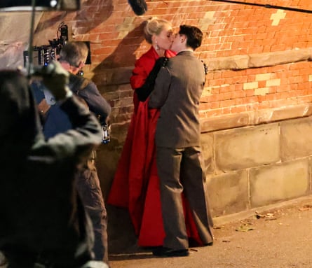 Gwyneth Paltrow and Timothee Chalamet on the Marty Supreme set in Central Park, New York.