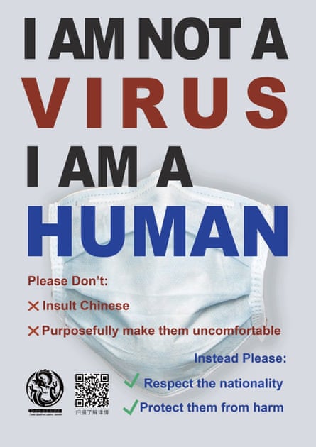 A poster made by Southampton University’s Chinese Students and Scholars Association which reads: “I am not a virus, I am a human.”