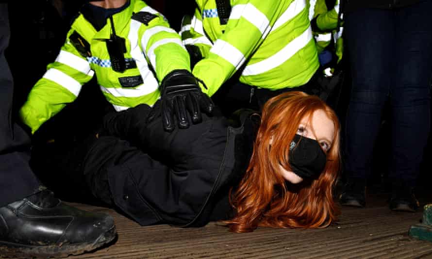 Patsy Stevenson is arrested at the vigil
