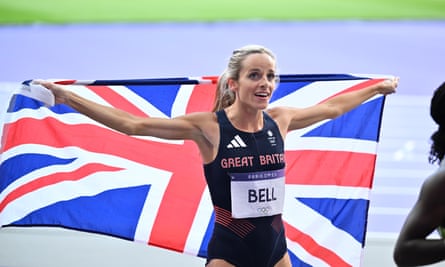 Georgia Bell celebrates after her bronze medal