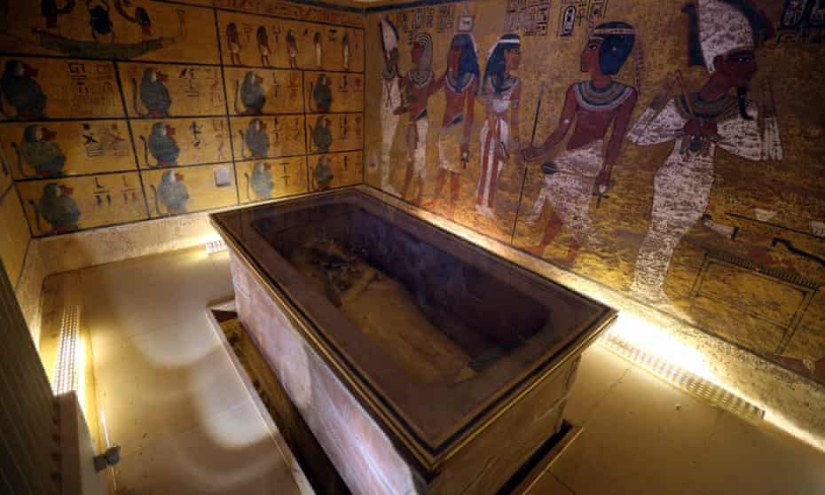 Interior view of King Tutankhamun’s burial chamber in the Valley of the Kings, Luxor, Egypt.
