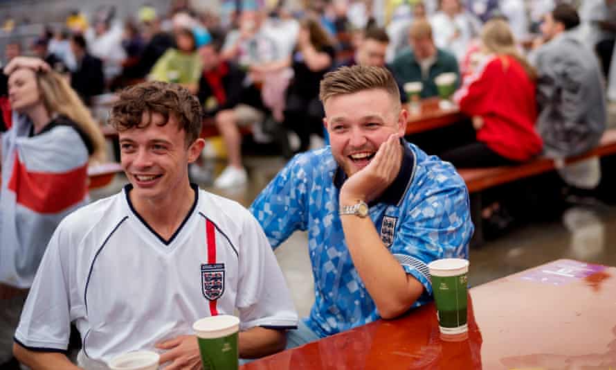 Supporters in the controlled fan zone in Trafalgar Square.