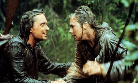 With Michael Douglas in Romancing the Stone.