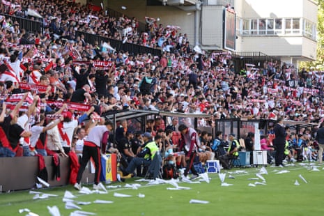 Paper planes on the pitch.