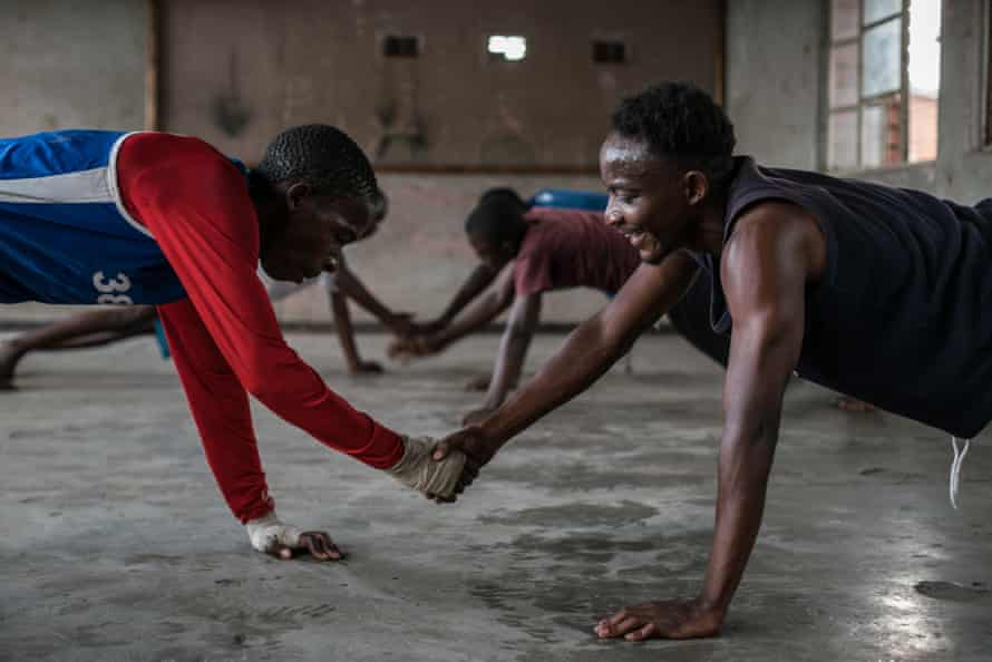 Students at the Mosquito Boxing School of Excellence, Harare