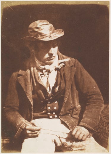 Willie Liston ‘redding the line’, calotype print 1843-6Fishing required two kinds of line, for inshore and further out to take such fish as cod and halibut. The lines had from 500 to 3000 hooks which required to be cleaned and new bait added on each occasion. This work was shared by both the men and the women. Liston shows the extended concentration required for the work, and this calotype is balanced by another picture of him simply thinking. He was presumably an introspective man.