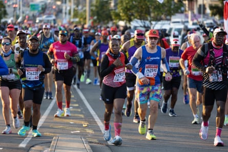 Runners fill the street