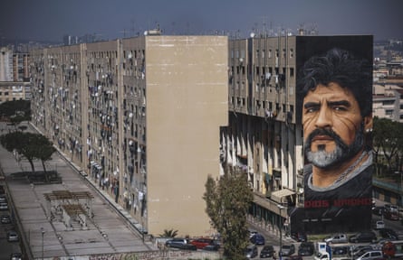 A huge mural of Maradona in the Teduccio neighbourhood in Naples.
