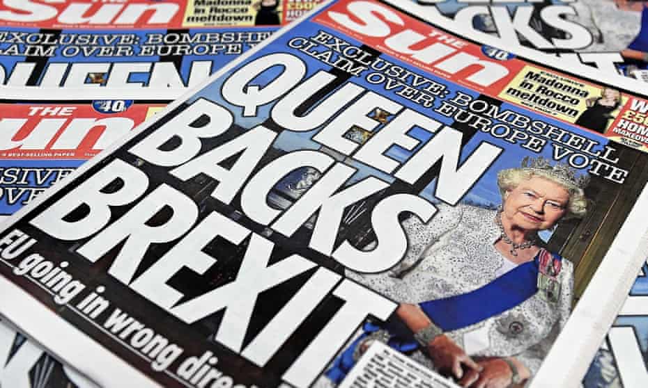 A Sun front page. It remains the biggest-selling print newspaper in the UK but is on track to lose that title to the Daily Mail
