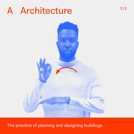 A man makes the BSL sign for architecture