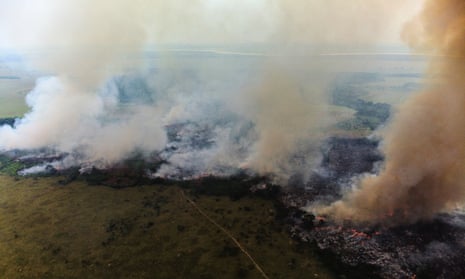 Bush fires, started by farmers, in the Democratic Republic of the Congo. 