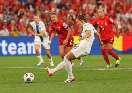 Finland's Natalia Kuikka scores their first goal from the penalty spot.