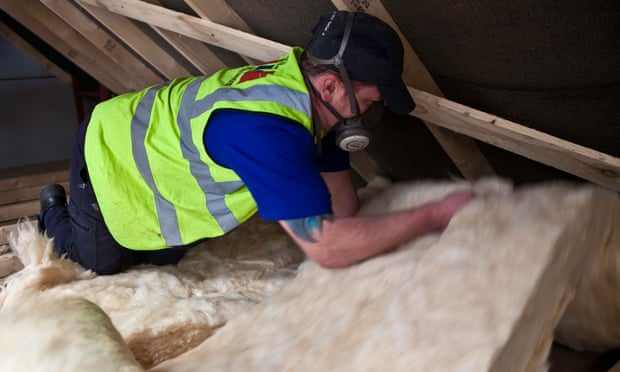 Insulation is fitted in a loft.