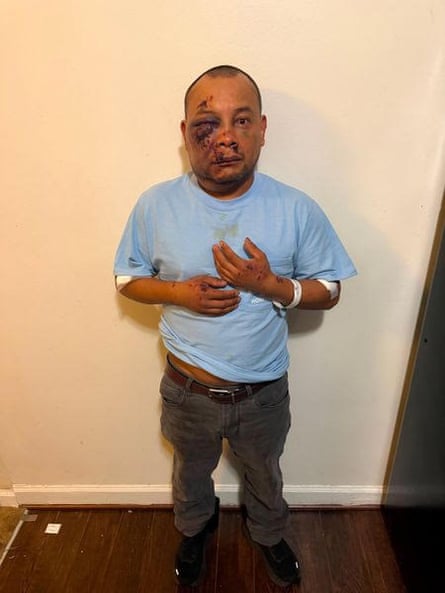 a man in a blue shirt