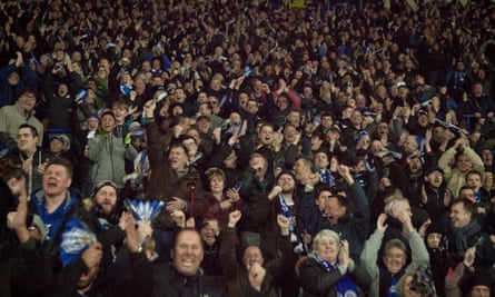 Leicester City fans celebrate Danny Drinkwater’s goal against West Bromwich Albion.