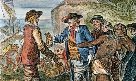 A 1780 engraving of an Englishman selling his mistress into slavery in Barbados.
