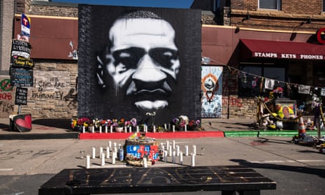 The George Floyd Memorial at the site where he died outside Cup Foods at East 38th Street and Chicago Avenue in Minneapolis.
