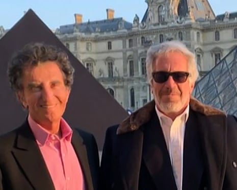 Jack Lang with Jeffrey Epstein in front of the Louvre pyramid