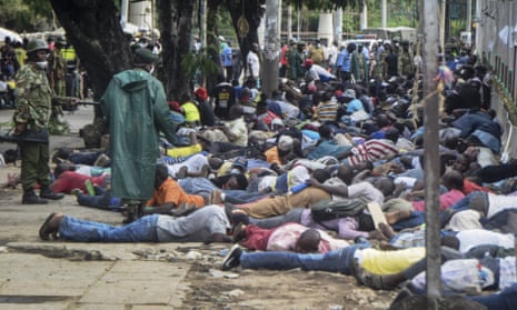 Kenyan police force passengers to lie face down
