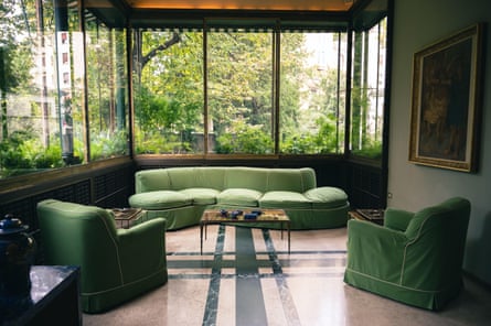 The art deco living room interior of a villa in Milan.