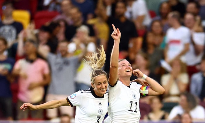 Germany’s Alexandra Popp celebrates scoring their second goal.