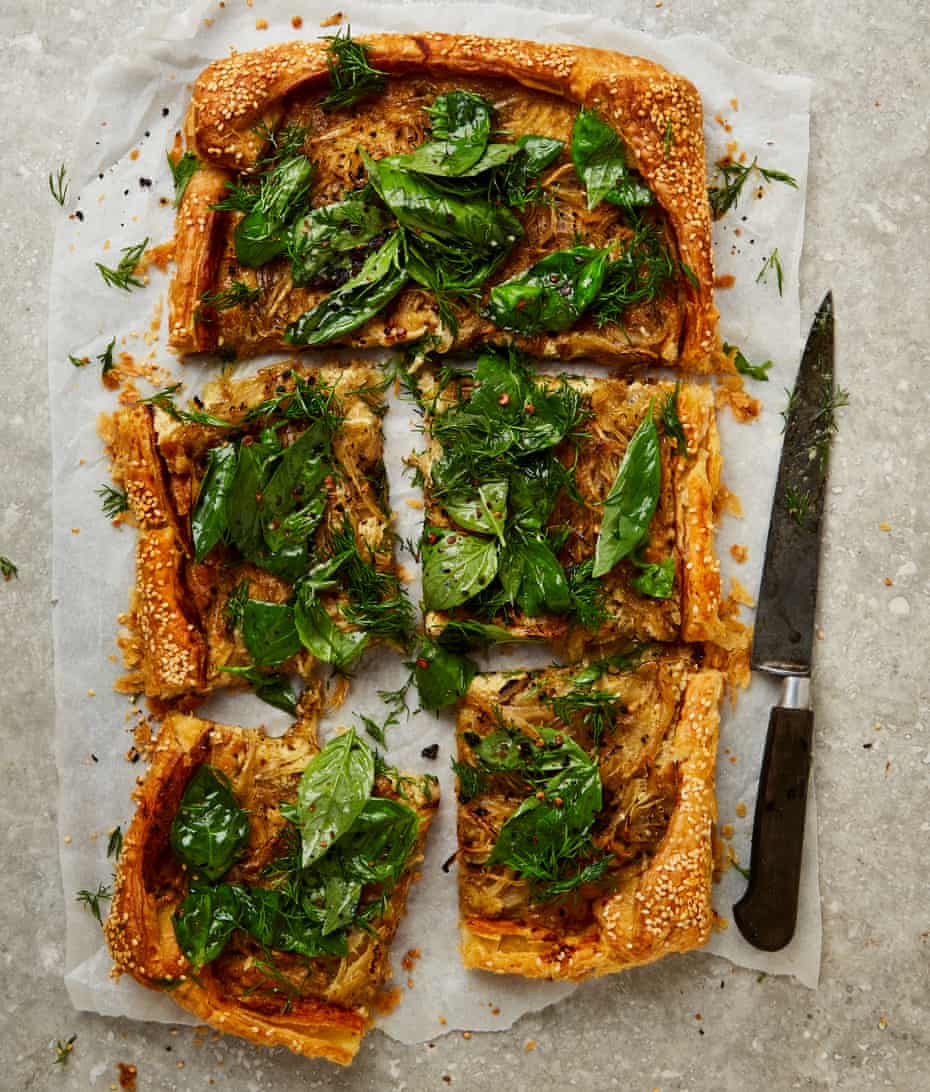 Ixta Belfrage's curried caramelised onion galette.