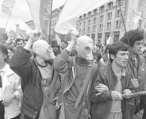 Ukrainians protest against the cover-up of the consequences of the Chernobyl accident, April 1990.