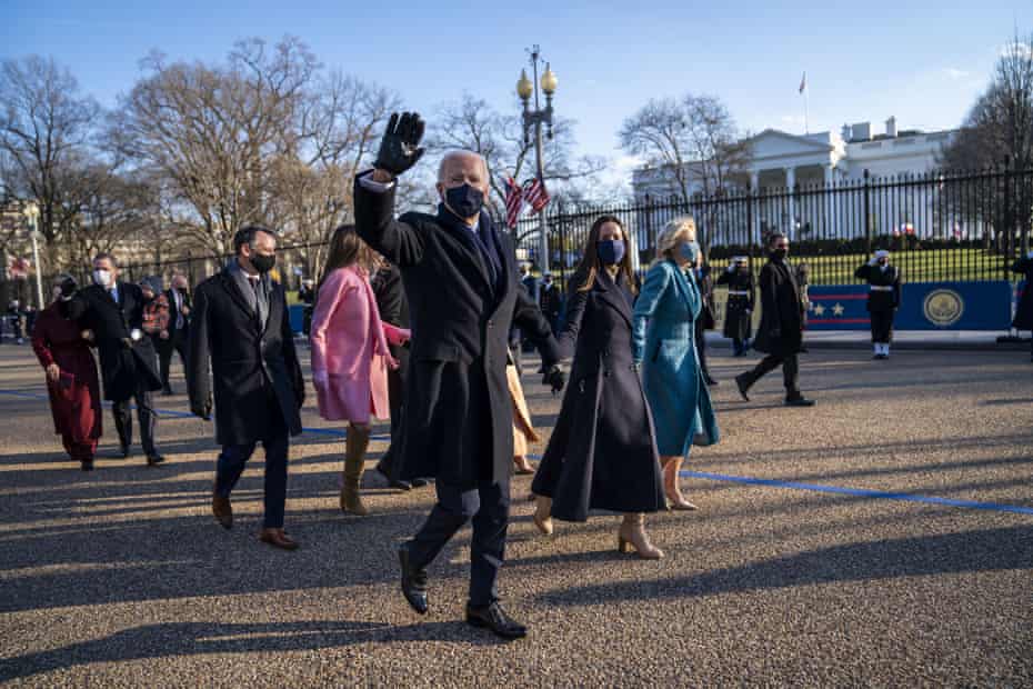 Joe Biden, Jill Biden and their family in front of the White House on Wednesday.