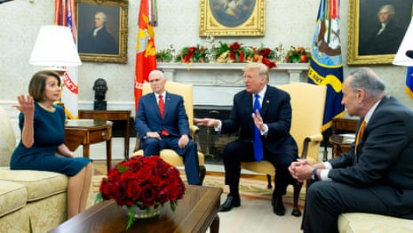 Trump in extraordinary clash with Pelosi and Schumer – video highlights