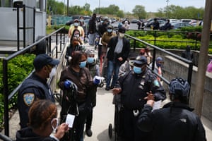 Free food is distributed at the Spring Creek Towers in the East New York neighborhood.