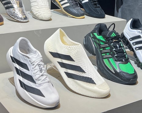 Adidas products are displayed at the company headquarters in Herzogenaurach, Germany, in March.