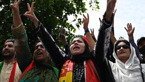 Imran Khan supporters gather outside residence after terror charges brought against him – video