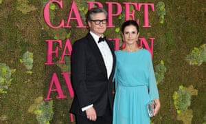 Livia Firth and her husband, Colin, at the Green Carpet fashion awards in Milan.