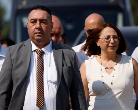 Melvin Theuma, a key witness who was granted a presidential pardon, with Judge Edwina Grima visiting the site where Caruana Galizia was killed.