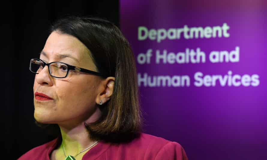 Victorian Health Minister Jenny Mikakos speaks to media during a press conference at the Department of Health and Human Services offices in Melbourne, Monday, March 2, 2020.