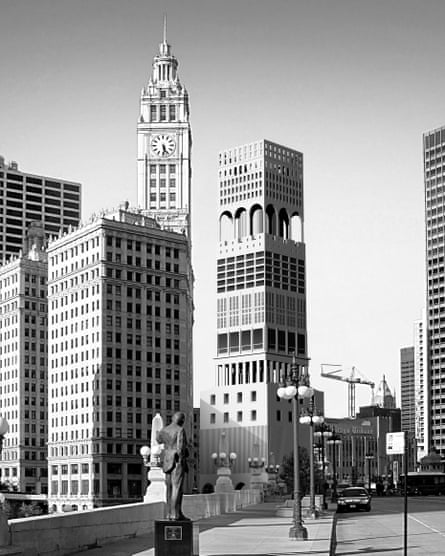 The Chicago Pasticcio: Sam Jacob’s 2017 entry fuses Adolf Loos’ unbuilt 1922 proposal with the actual Tribune Tower on Michigan Avenue.