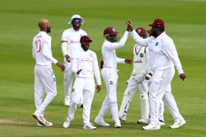 Cornwall is congratulated after taking the catch to dismiss Burns.