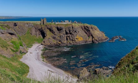 A view of Dunnottar Castle and Aberdeenshire coast.