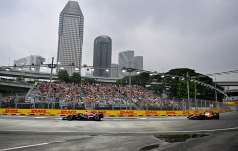 Red Bull's Max Verstappen leads Ferrari's Lewis Hamilton during the sprint race.