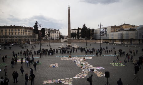 Activists take part in a demonstration in Rome, Italy, to demand concrete action to combat climate change.