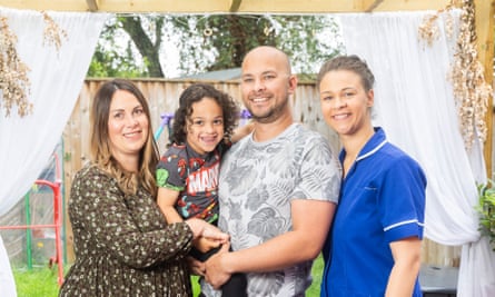 Lauren Clarke with Jaxson, partner Matthew and Gemma.