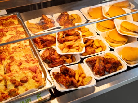 Food on display in the lunch hall at Richard Challoner school