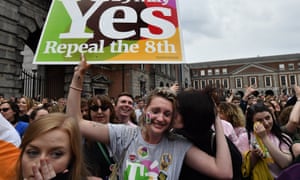 Campaigners in Dublin celebrate the result of the Irish abortion referendum