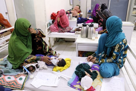 Afghan children receive medical treatment at a hospital in Kandahar.