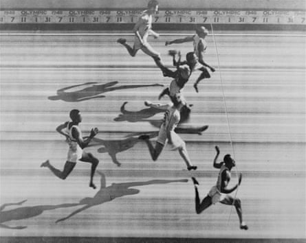 The Omega photo finish camera, used for the first time at the Games, captured the inches that separated Dillard, running on the outside lane, and Barney Ewell in Lane 2.