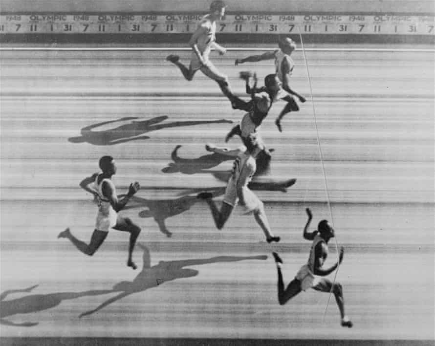 The Omega photo finish camera, used for the first time at the Games, captured the inches that separated Dillard, running on the outside lane, and Barney Ewell in Lane 2.