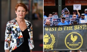 Composite: Pauline Hanson and the Proud Boys